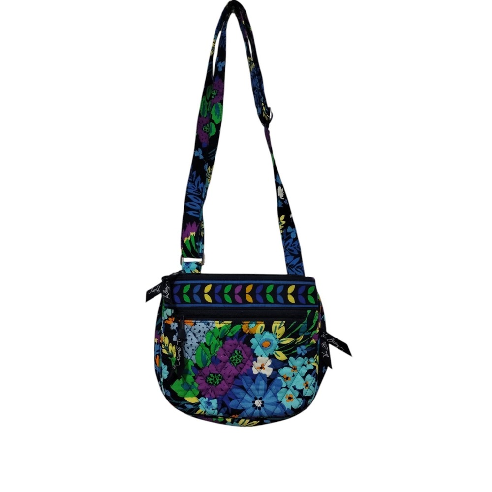 Vera Bradley Midnight Blues Little Flap Hipster Crossbody Purse Bag Adjustable